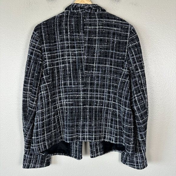 Akris Bergdorf Goodman Plaid Print Blazer Tweed Wool Silk Women's Size 14 - Picture 4 of 4